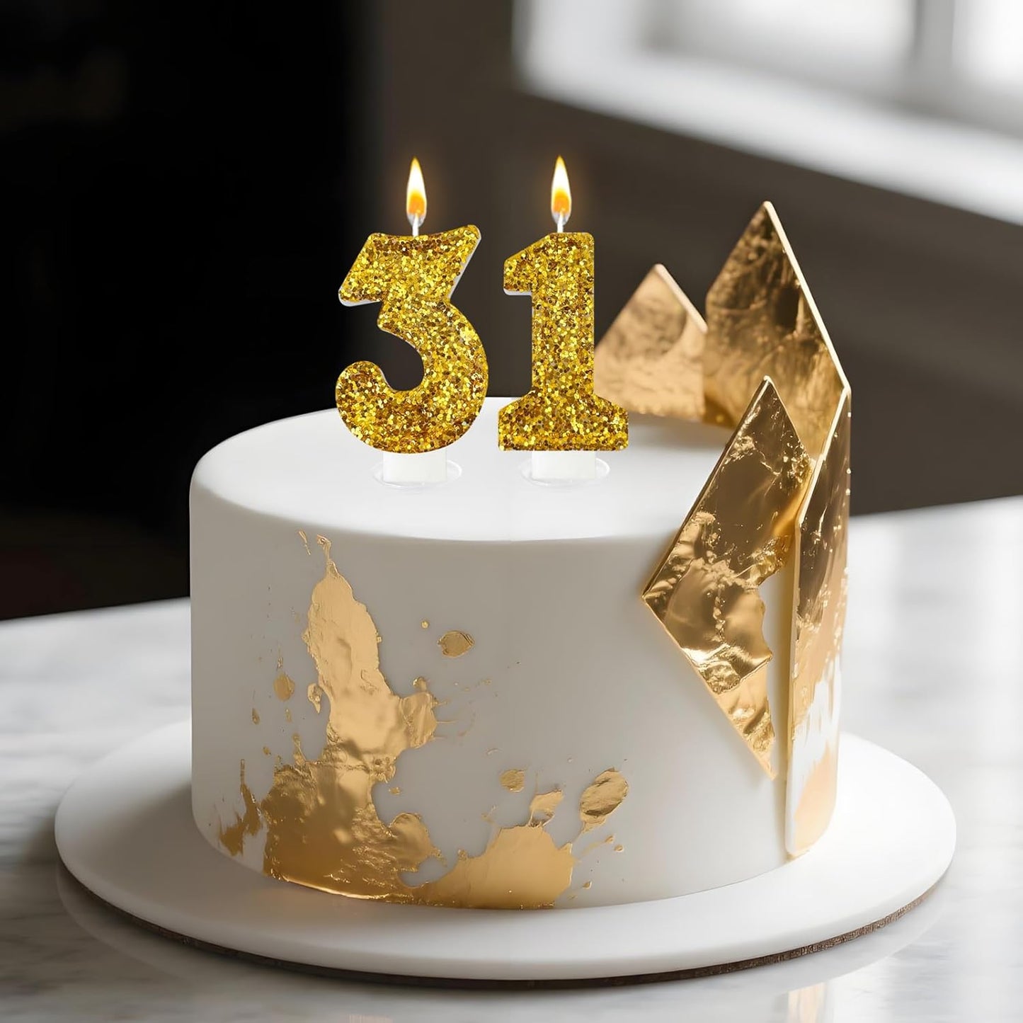 Birthday Number Candles, Glitter Number Candle Cake Decorations with Sequins, Cupcake Decorations for Girls, Women, Party Anniversary Celebrations (Number 6, Purple)