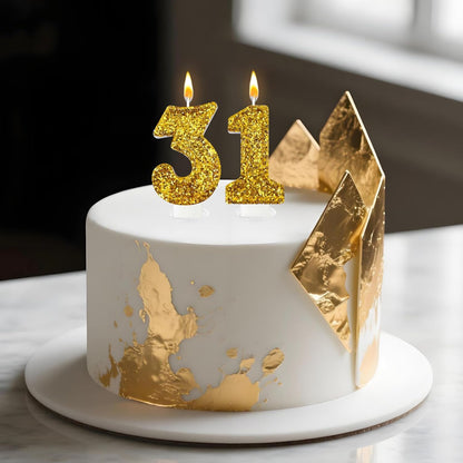 Birthday Number Candles, Glitter Number Candle Cake Decorations with Sequins, Cupcake Decorations for Girls, Women, Party Anniversary Celebrations (Number 6, Purple)