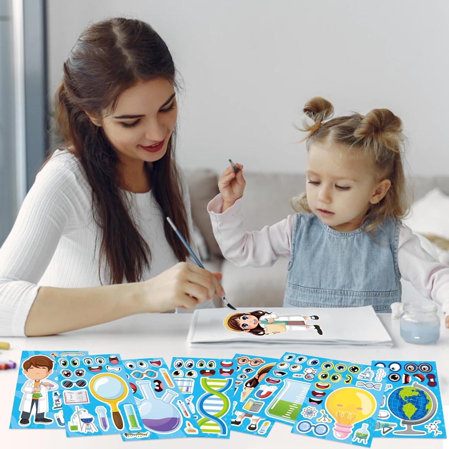 24 PCS Fairy Stickers for Kids, Make a Face Sticker with 8 Unique Designs Fairy, Frog, Mushroom, Make Your Own Stickers for Girls Birthday Party Favors, Goodie Bags, DIY Crafts