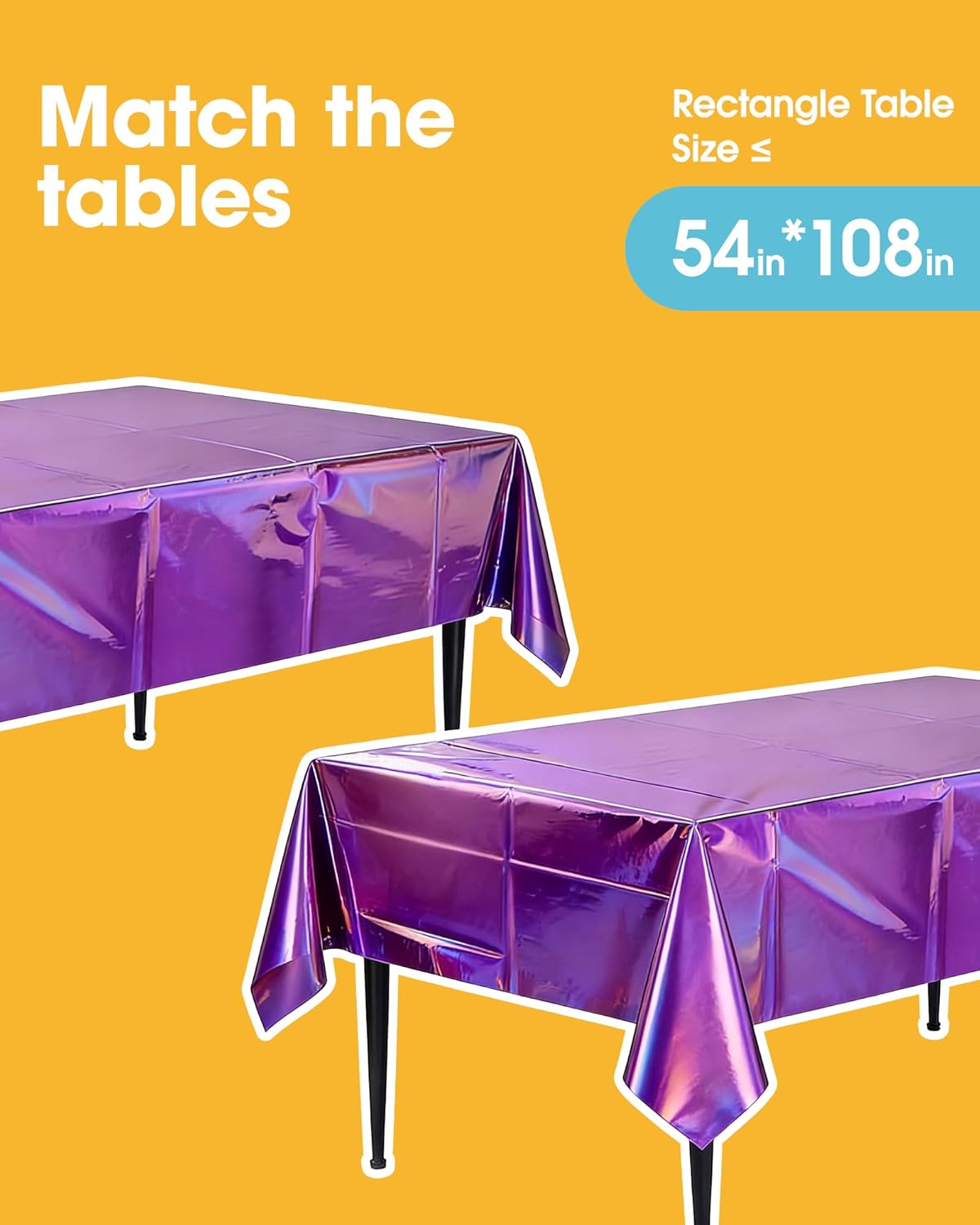 Niuara White Plastic Table Cloth - 4 Pack 54" × 108" Rectangle Disposable Tablecloths for 6FT Tables, Table Cover for Party, Holiday & Gathering Use