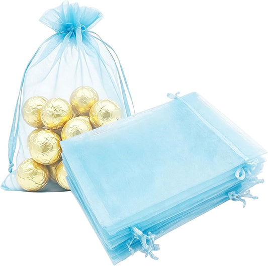 TICBRY 50 Piece Organza Gift Bags with Drawstring 4x6 inch Mixed Color for Baby Shower,Christmas,Rustic Wedding,Party Favors,Birthday,Bridal Shower,Sheer Fabric Mesh Sachet for Candy,Jewelry,Toiletry