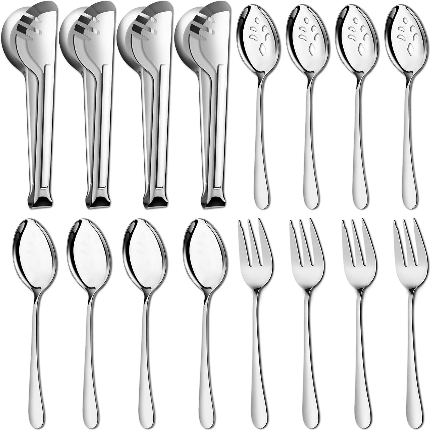 Pleafind 16 PCS Mini Serving Tongs - 4.3 inch, Food-Grade 18/8 Stainless Steel Mini Tongs, Mirror-polished Charcuterie Accessories for Coffee shops, tea party, bars, Sugar and Ice Bucket