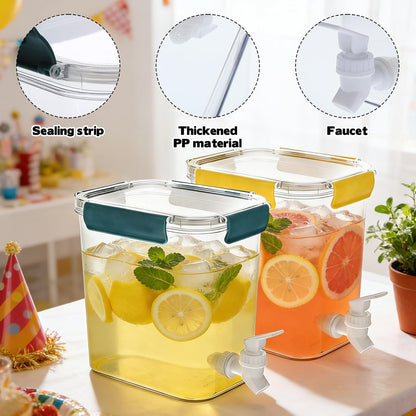 2 Pack Plastic Beverage Dispenser with Spigot Clear Kitchen Fridge Drink Dispenser for Summer Iced Tea Parties Lemonade Juice Tea Beer Cold Water Lemonade Party Supplies