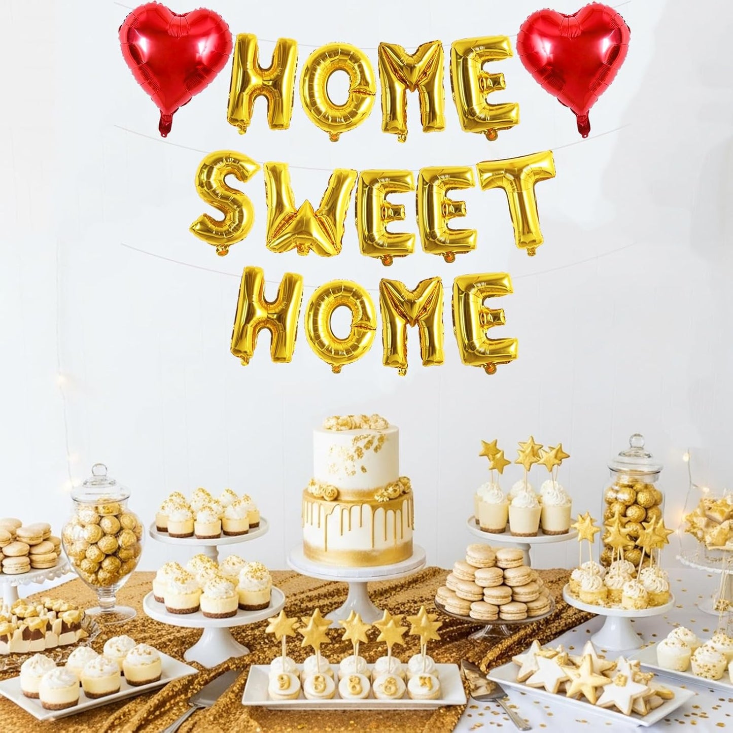 TONIFUL 16 Inch Cream White HOME SWEET HOME Letter Balloon,Decoraction for Housewarming, New Home Parties and Homecoming Celebrations,Ivory White Balloon Banner for Welcome Sign and Party Supplies