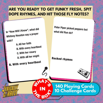 Lyrically Correct '90s & 2000s Music Trivia Card Game - Hip Hop and R&B Edition - Finish the Lyrics Challenge, Fun for Adults, Party or Family Night