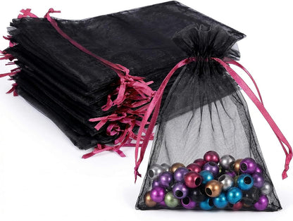 Wudygirl 100pcs 5X7 Inches White Organza Bags Christmas Drawstring Pouches Party Wedding Favor Bags Goodie bags(White 5x7)