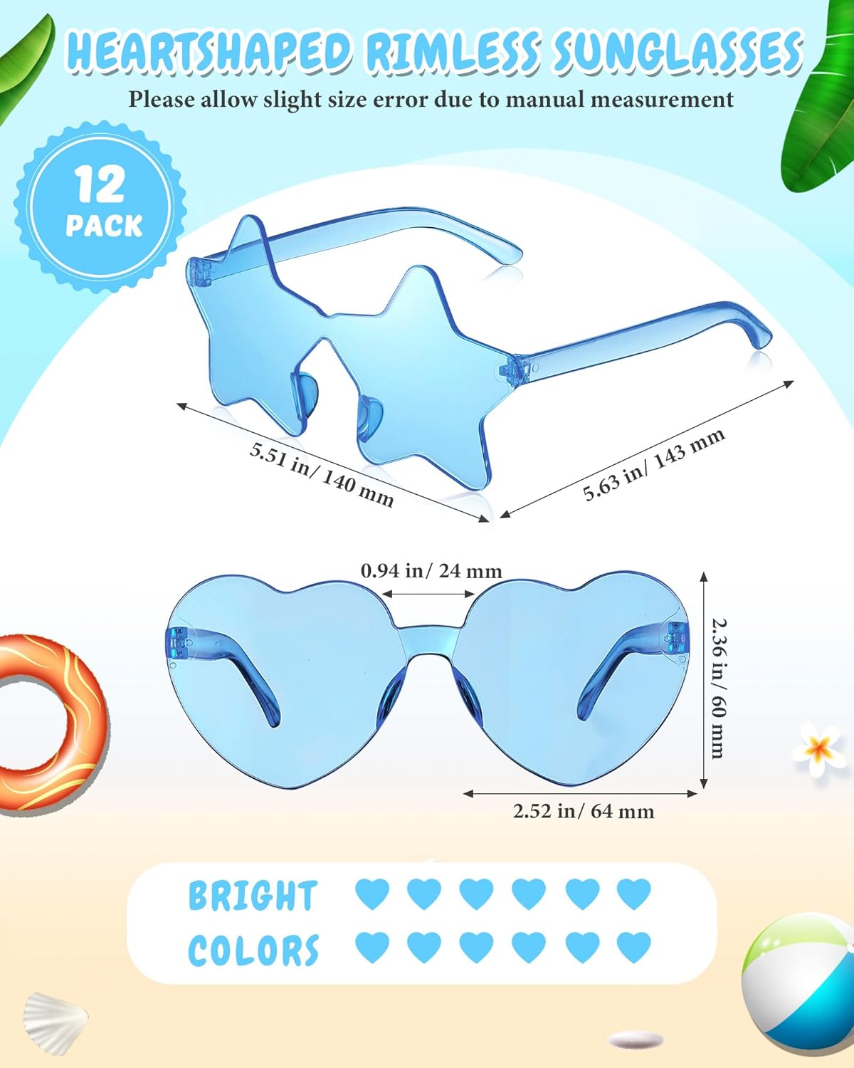 Kanayu 12 Pcs Mixed Style Rimless Sunglasses Retro Party Favors Eyewear for Bachelor Party Photoshoot Costume Accessories