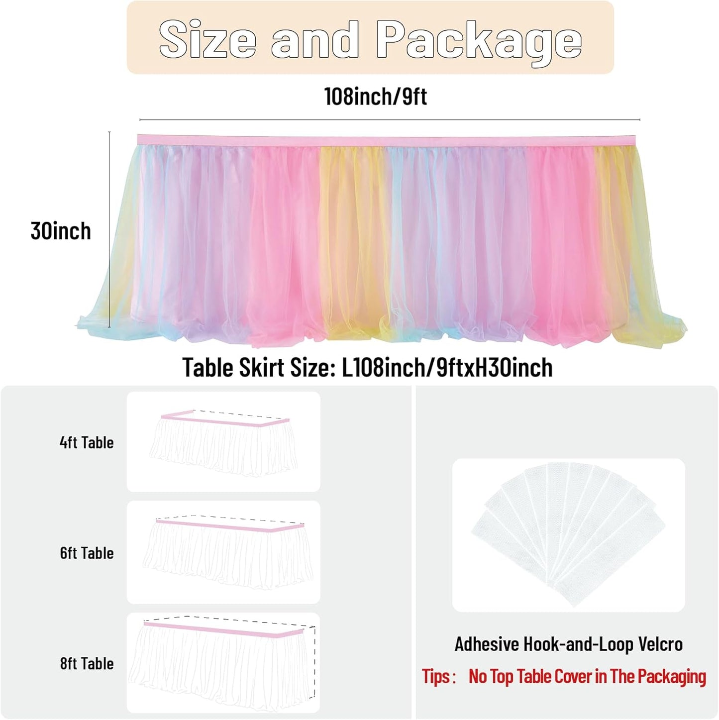 72inch Champagne Gold Tulle Table Skirts for Rectangle Round Tables, Gold Grim Ruffle Tulle Tutu Cloth Table Skirt 6ft for Wedding Birthday Party Cake Dessert Decor(No Top Cover)