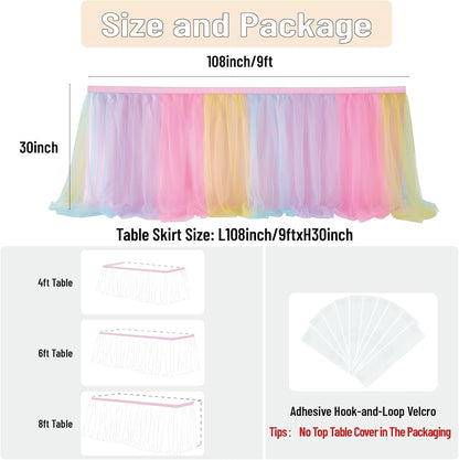 72inch Champagne Gold Tulle Table Skirts for Rectangle Round Tables, Gold Grim Ruffle Tulle Tutu Cloth Table Skirt 6ft for Wedding Birthday Party Cake Dessert Decor(No Top Cover)