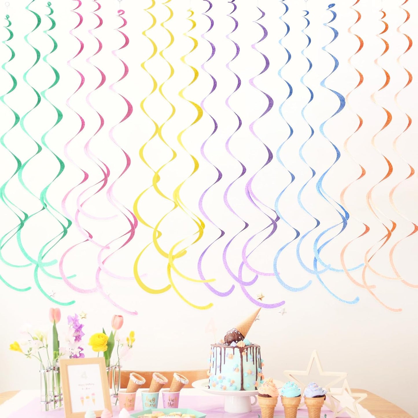 36 Pcs Blue Hanging Swirl Decorations Ombre Royal Blue White Felt Swirl Streamer Spiral Ceiling Garland for Birthday Wedding Baby Shower Graduation Under The Sea Nautical Ahoy Achor Party Supplies