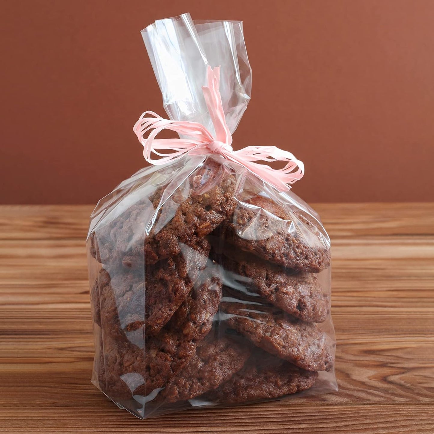 Gusseted Flat Bottom Cellophane Bags with Paper Insert 50Pcs 4x2x8 Inches Smore Bags