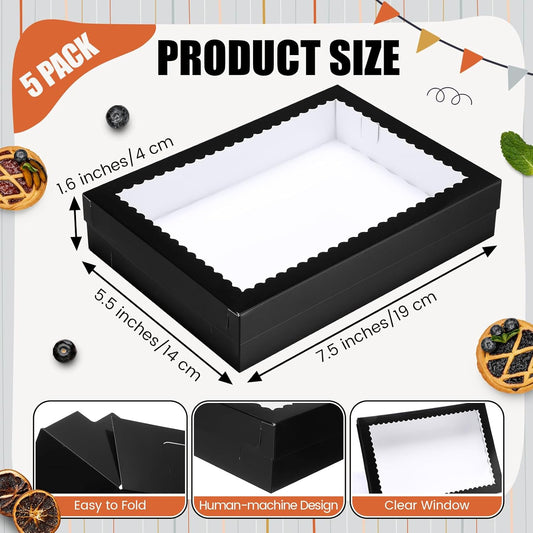 Sinload 10 Pcs 14x10x4 Inch 1/4 Sheet Cake Boxes 5pcs Large Rectangle Bakery Boxes with 5pcs Cake Boards for Pastry Baking, Cupcakes, Donuts, Cookies, Pie Treat Packaging