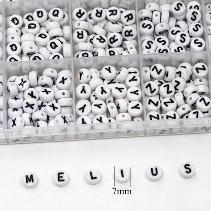 Melius 1450Pcs Acrylic Glow Letter Beads, Alphabetical Glowing in The Dark Beads in 28 Grid Box for Jewelry Making, DIY Bracelets, Necklaces, Key Chains (Glowing, 4x7mm)