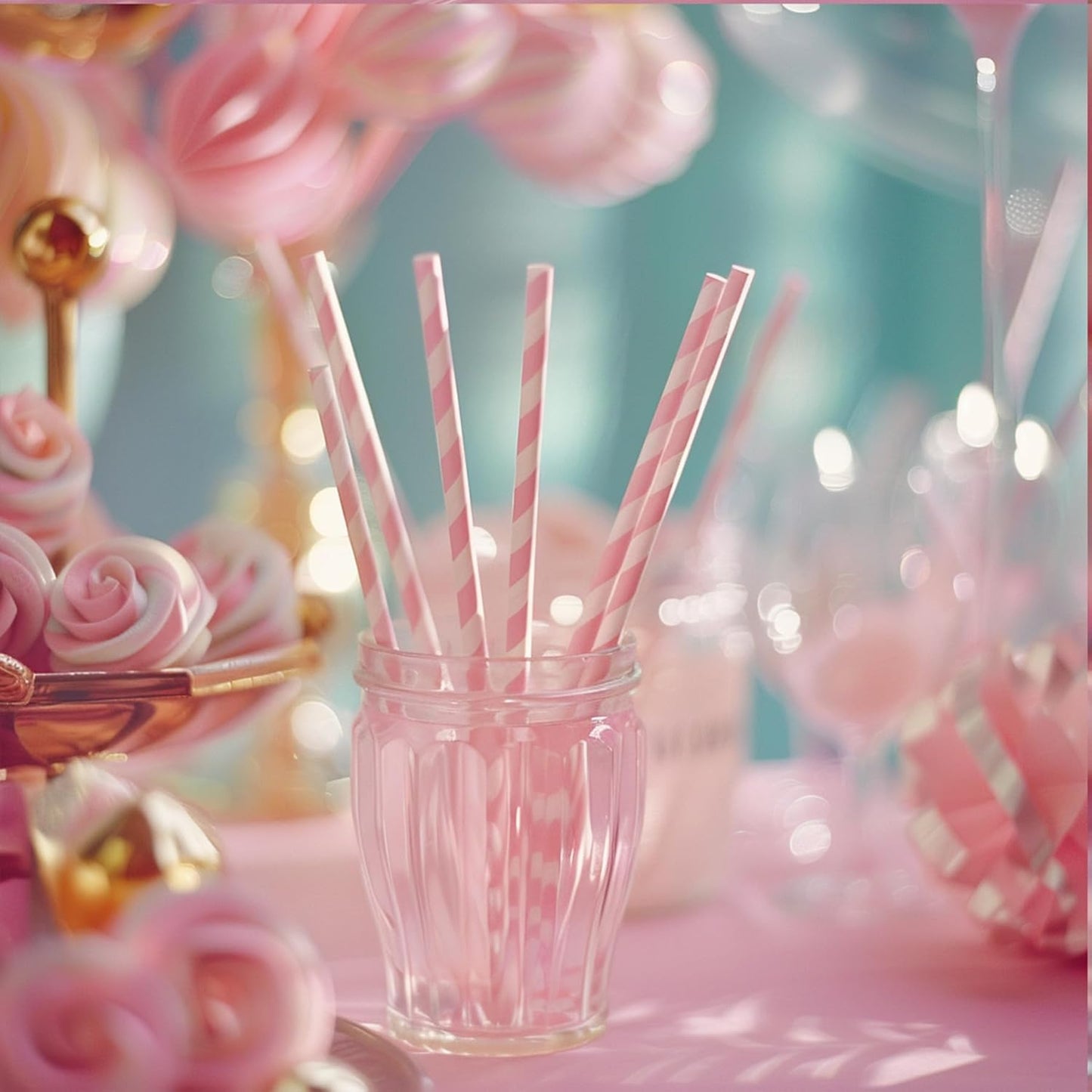 PakTalk 100 Pack Red Straws, Disposable Red and White Biodegradable Paper Striped Straws for Cocktail, Milkshake, Coffee, Lemonade (0.24" x 7.75")
