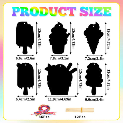 JULMELON 36 PCS Ocean Crafts, Rainbow Scratch Art Under The Sea Party Favors DIY Magic Color Summer Ocean Animals Scratch Cards for Summer Party Favors School Activities