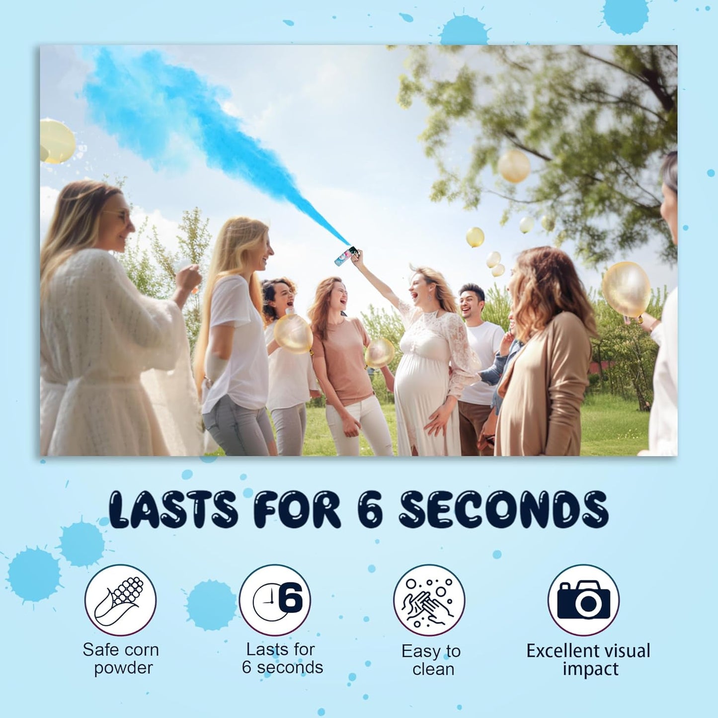 POPUPARTY 2 Pack Pink Gender Reveal Fire Extinguishers with 4 Pack Pink Confetti Cannons for Baby Girl Gender Reveal Party