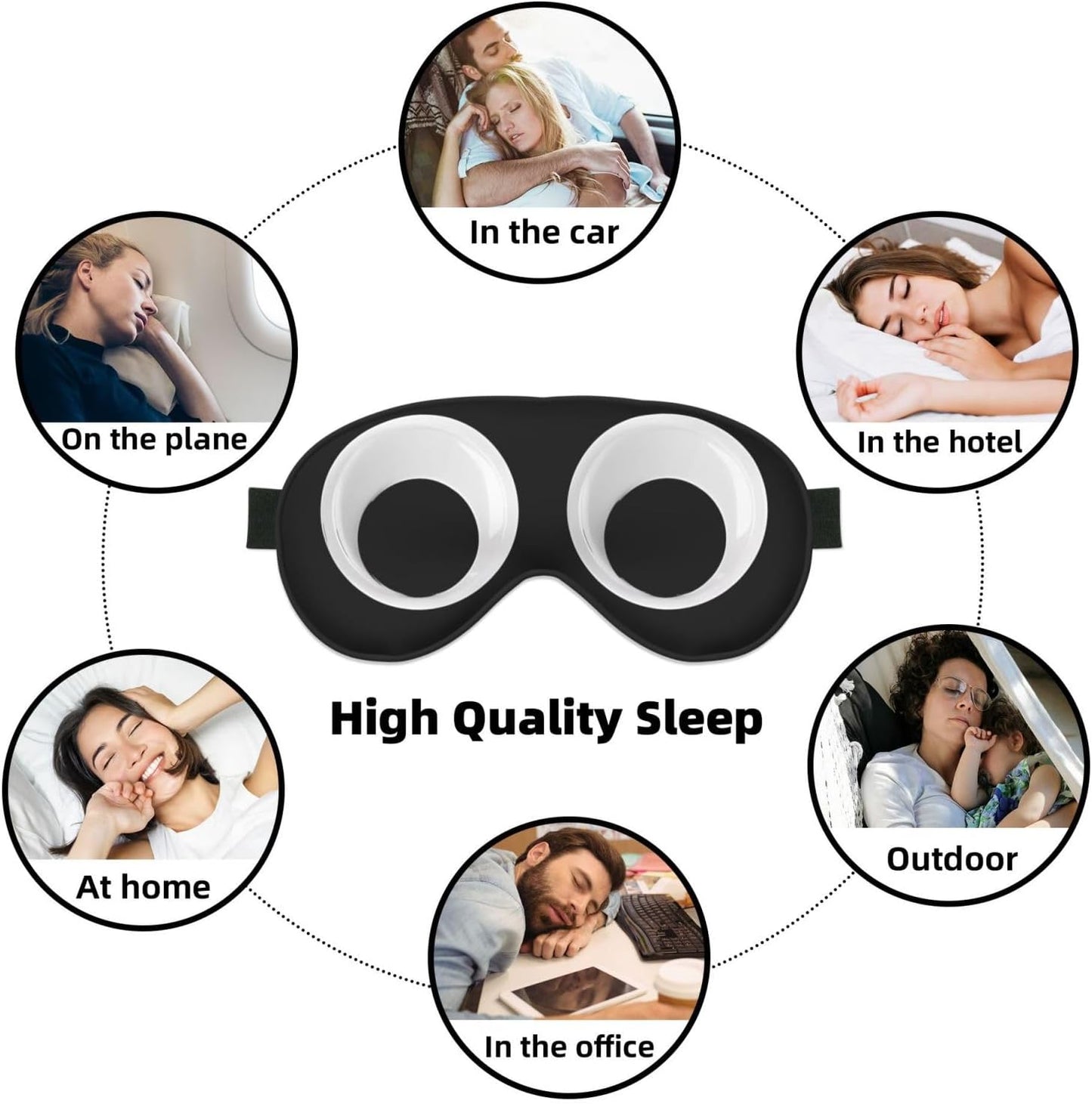 Cute Cartoon Eyes Sleep Mask Adjustable Strap Sleeping Eye Mask Light Blocking Blindfold Eye Sleep Shade Cover Bedtime Blackout Eyeshade for Yoga Nap Travel Shift Party