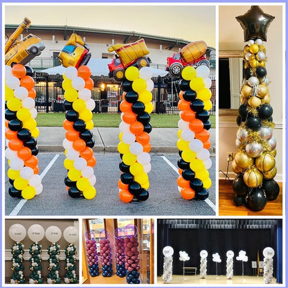 DECOJOY Balloon Column Stand Set of 2, Adjustable 7 Feet Ballon Arch Stands with Bases for Floor, Tall Baloon Tower Pillar Assembly Kit for Halloween, Birthday, Party Decorations
