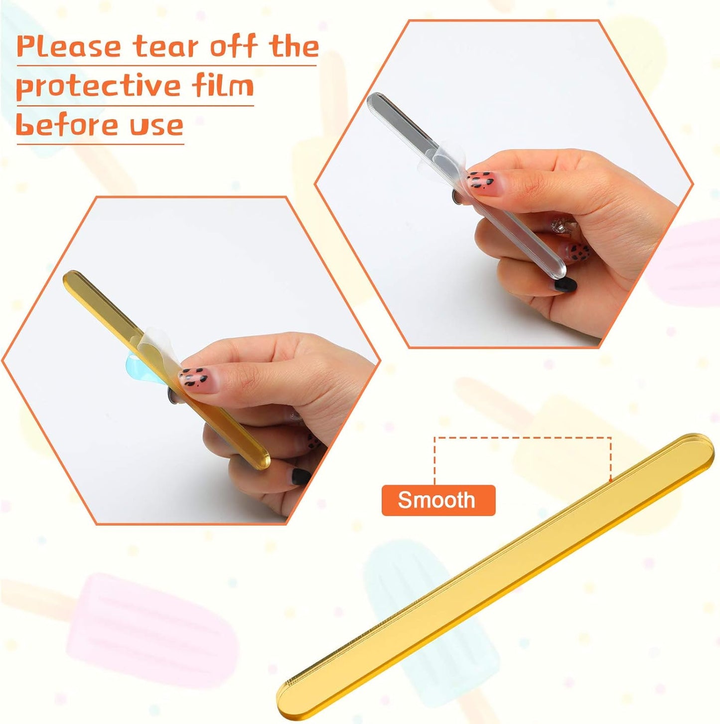 30 Pieces Acrylic Sticks Reusable Cakesicle Cake Pop Mold Mirror Ice Pop Sticks Ice Cream Cakesicle Mold for Home Cake Candy Gifts Party Craft