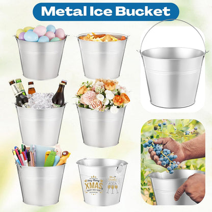 Didaey 24 Pcs Metal Beer Bucket Bulk Ice Bucket Ice Pails with Handle Champagne Soda Party Beverage Chiller for Summer Picnic Pool Wedding Party Supplies Wine Champagne Bar (7.1 x 6.5 x 5.1",Gold)