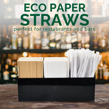 Black Paper Straws 1000 Count - 7.75" x 0.24", 100% Biodegradable & Compostable, Disposable Drinking Straws Bulk - Cocktail, Bars, Restaurants