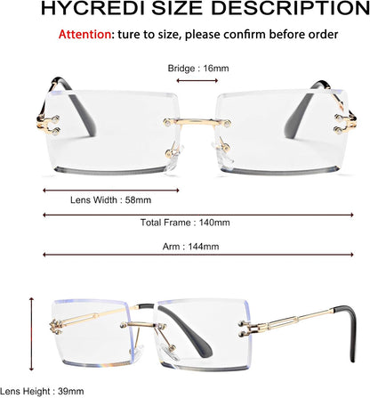 Rectangle Sunglasses for Men/Women Small Rimless Square Shade Eyewear