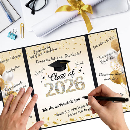 QIYANPAX Graduation Guest Book 2026, Blue and Gold Graduation Decorations Class of 2026, Graduation Signature Book, Congrats Grad Guest Book Alternative, Unique Graduation Gifts