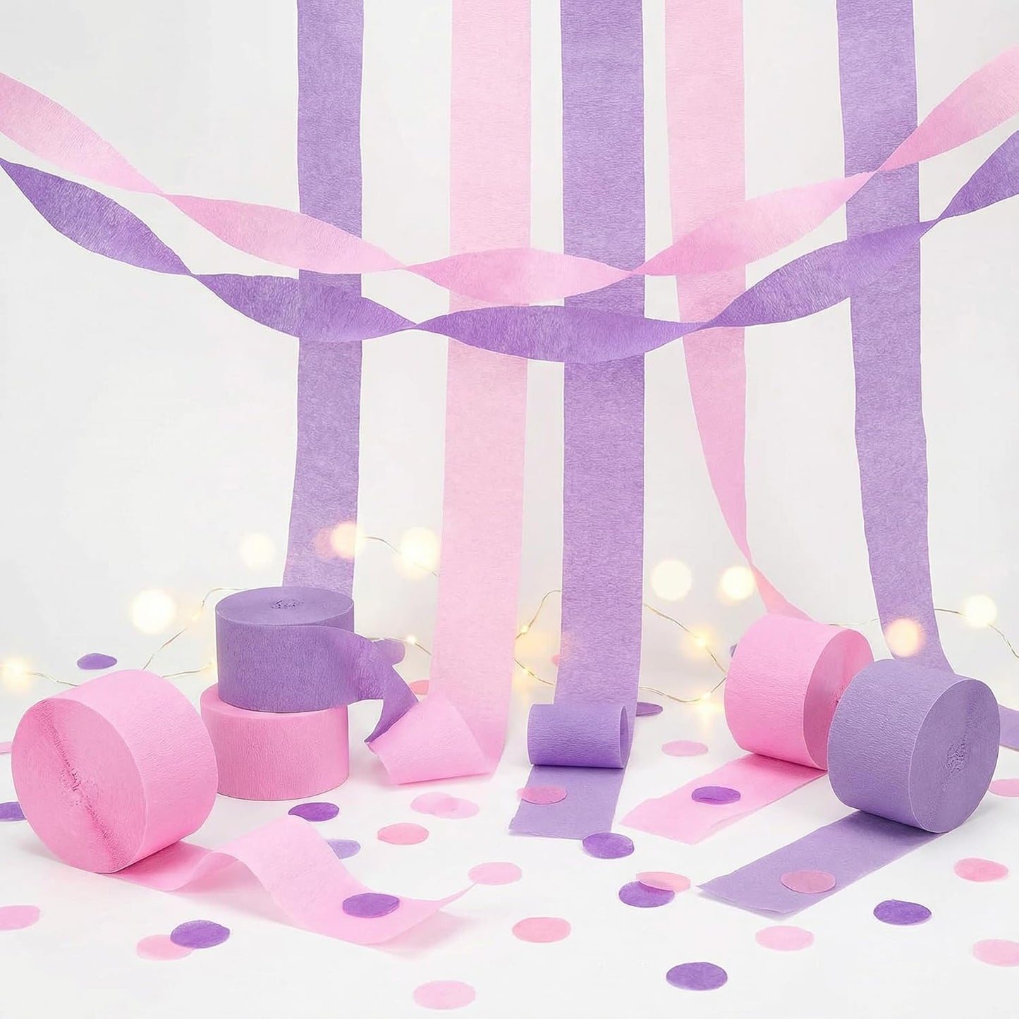 White Crepe Paper Streamers 4 Rolls 328ft, Pack of Party Streamers for Party Decorations, Crepe Paper for Birthday, Baby Shower, Wedding Party Decorations (1.8 Inch x 82 Ft/Roll)