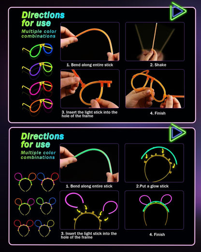 275 PCS Glow in the Dark Party Supplies for Kids Adults, Light Up Party Favors, Glow Sticks Bulk Party Pack Bracelets Finger Lights Glasses Headband LED Light Hair Wedding Birthday New Year Halloween