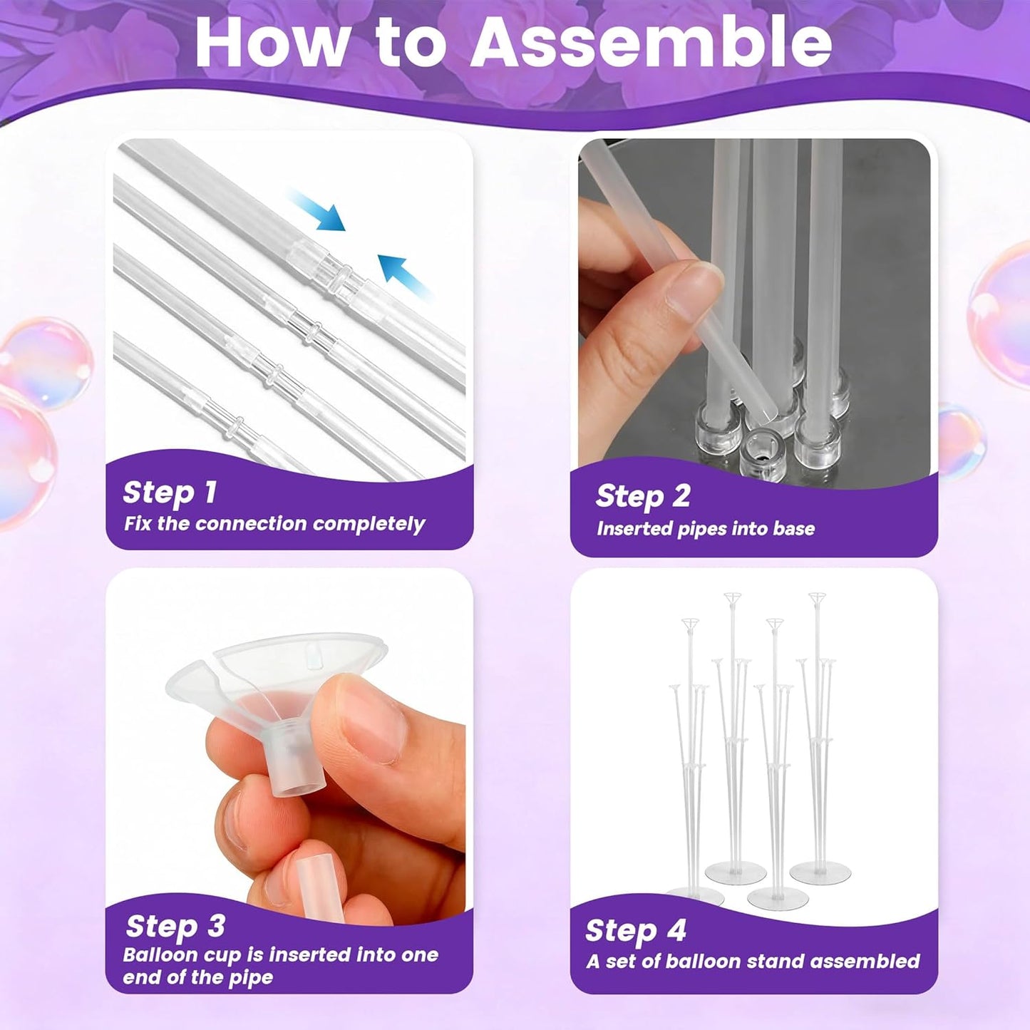 JOYYPOP 4 Sets Balloon Stand Kit For Table, Balloon Sticks with Base Birthday Graduation Party Decorations Wedding