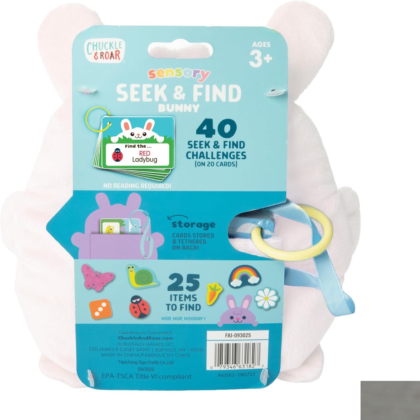 Chuckle & Roar Sensory Seek & Find Scavenger Hunt Bear – Plush Travel Toy with Hidden Objects, 40 No-Reading Challenge Cards, Sensory Activity for Focus & Calm, Toddler Gift Ages 3+