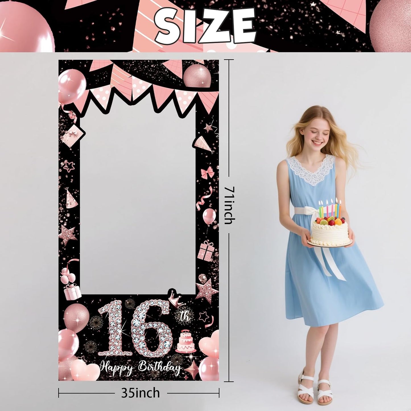 Pink 80th Birthday Neon Photography Banner Backdrop Glow Party Disco Dance Neon Theme Birthday Banner Photo Frame Props Props Selfie Background Face Cutout Photo Props Decoration