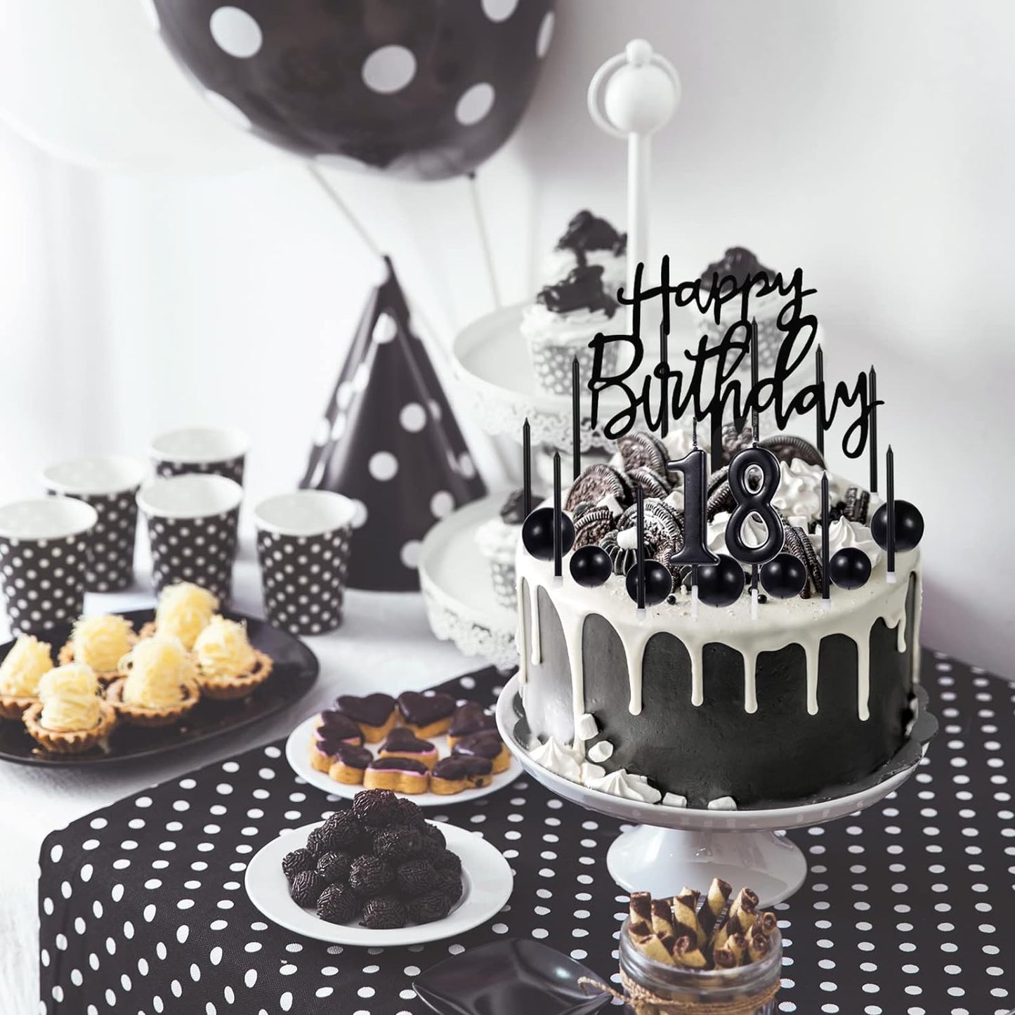 Yerliker 34 Pcs Happy Birthday Cake Toppers Decorations Birthday Candles DIY Cake Decor for Men Women Wedding Anniversary(Gold)