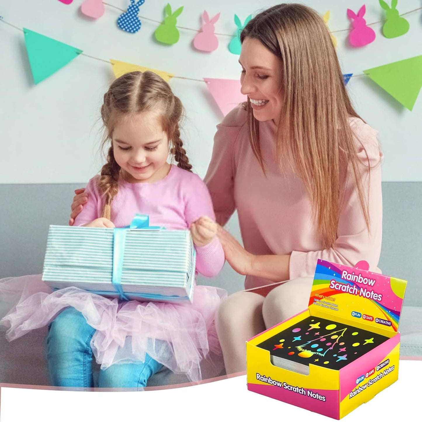 MEUOFLANMEE Rainbow Scratch Paper for Kids: Classroom Art Crafts Back to School Supplies for Girls Boys Teens 4-12 Year Old Stocking Stuffers Party Favors Toys Games Easter Basket Stuffers Notes 150