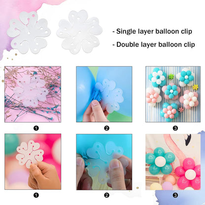 Balloon Arch Garland Kit, 82ft Balloon Garland Strips - 500Pcs Glue Point Dots Tape - 20 Balloon Flower Clips and 2 Tie Tools for Balloon Arch, Birthday Party, Wedding Decoration