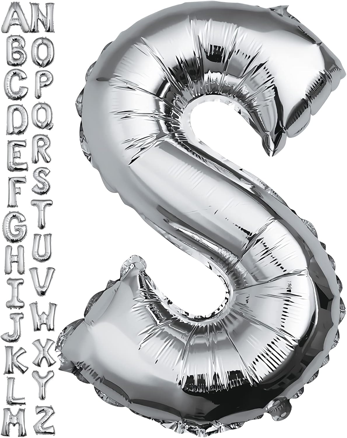 40 inch Silver Letter A Balloon, Big Size Alphabet Foil Mylar Helium Balloons for Birthday Party Celebration Wedding Anniversary Baby Shower Decorations Supplies Alphabet A