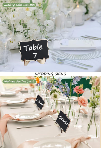Herda 18PCS Mini Chalkboard Signs with Easel Stand,Food Labels for Party Buffet for Graduation Decor/Wedding Signs,Catering Supplies Buffet Display/Party Supplies/Place Cards,Reserved Table Numbers
