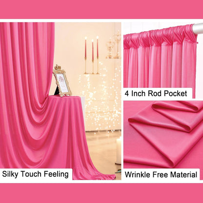 10 ft x 10 ft Wrinkle Free White Backdrop Curtains for Wedding Parties, Polyester Photography Backdrop Drapes for Birthday Parties Stage Backdrop Stand, 2 Panels 5x10FT Background Curtains