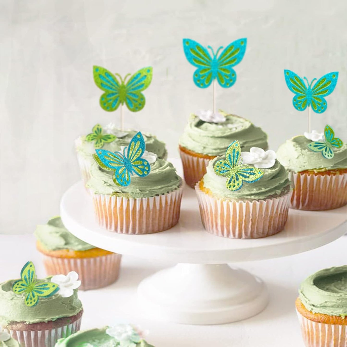 13-Pieces 3D Butterfly Cupcake Topper for Girls Women's Happy Birthday Cake Decorations Party Decorations(Pink)