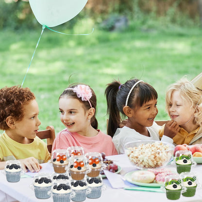 JarThenaAMCS 80 Pack Plastic Cupcake Containers 4-Compartment Clear Boxes Disposable Cupcake Tray Holders 4 Cavity Cupcakes Carriers with Deep Dome for Muffin Packaging