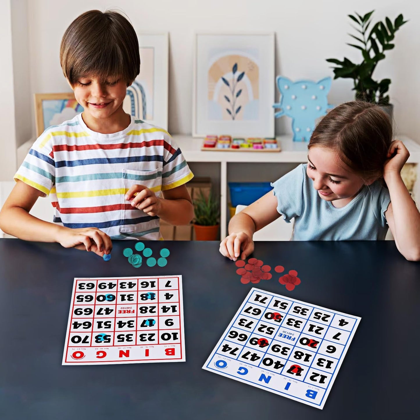 GSE Games & Sports Expert 100-Pack Multi-Color Bingo Game Cards with Easy Read Numbers, Reusable Paper Bingo Sheets for Large Groups, Family/Friend Parties
