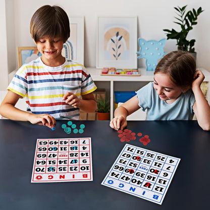 GSE Games & Sports Expert 100-Pack Multi-Color Bingo Game Cards with Easy Read Numbers, Reusable Paper Bingo Sheets for Large Groups, Family/Friend Parties