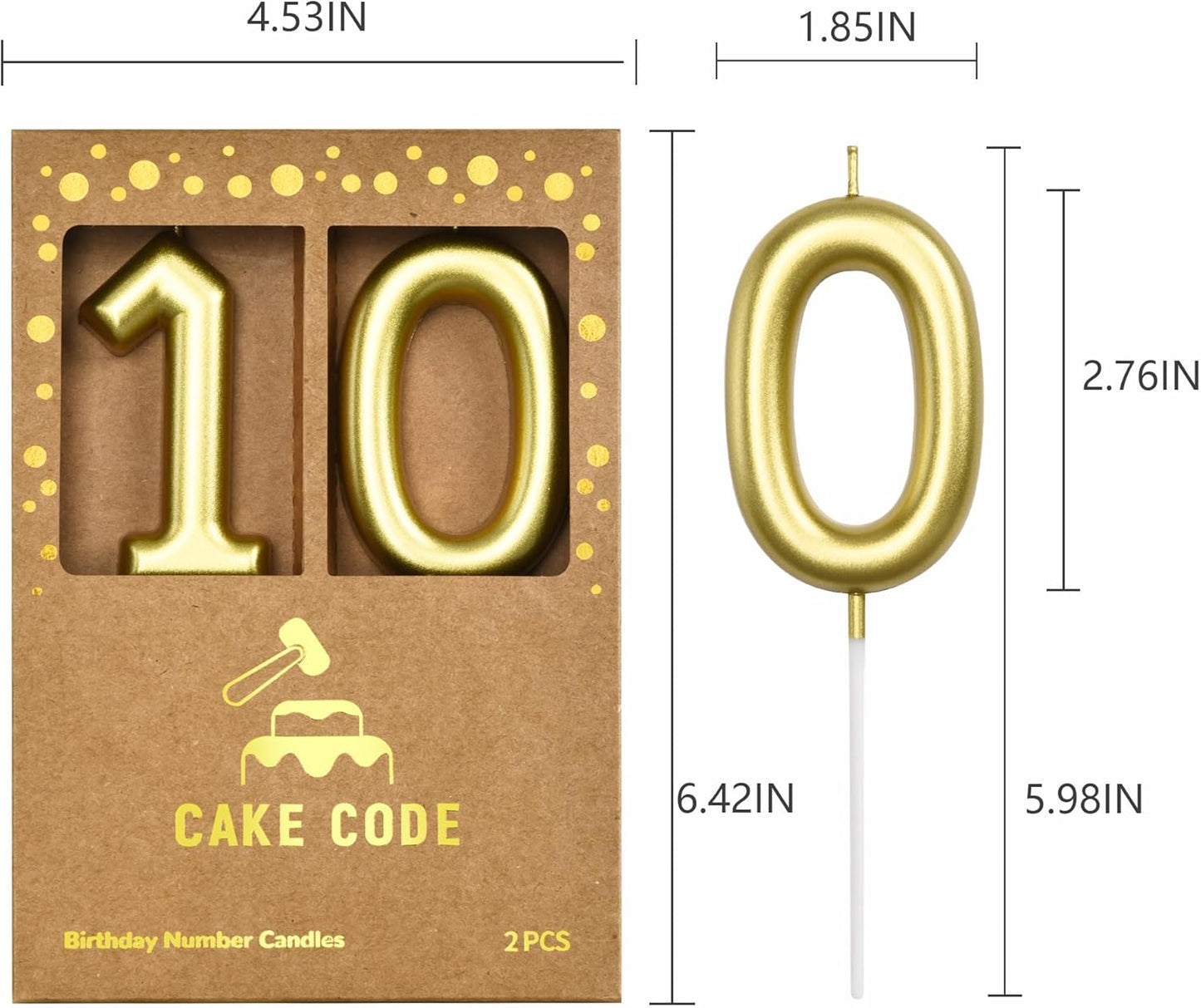 2.76 Inch Classical Gold 5 Number Birthday Candles, Gold Number Candles, Cake Number Candles, Party Celebration