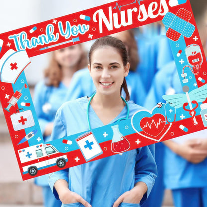 Thank You Nurses Photo Props Frame 2026 Graduation Nurse Week Photo Booth Props Selfie Photobooth Props for Photography Party Decorations Supplies