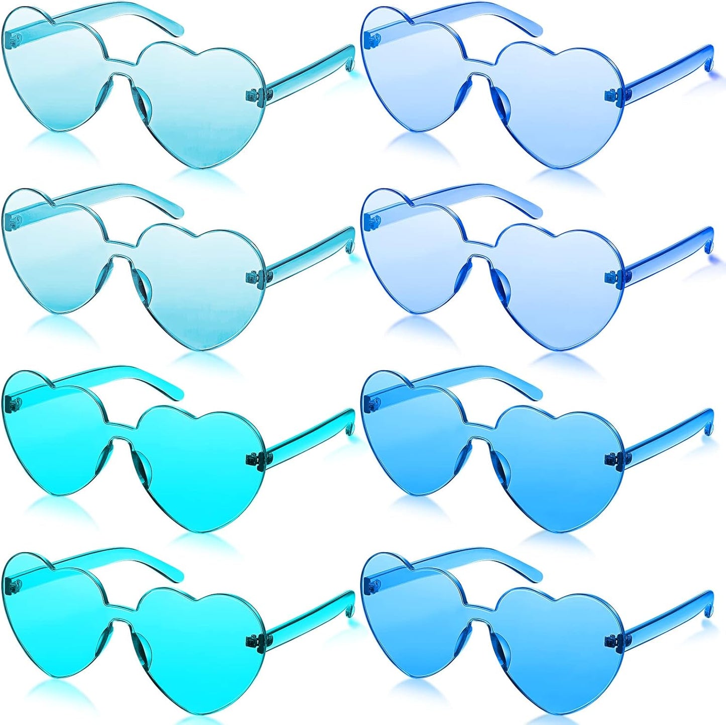 Frienda 8 Pairs Heart Shaped Sunglasses for Women Rimless Heart Glasses Candy Color Sunglasses for Party Favor