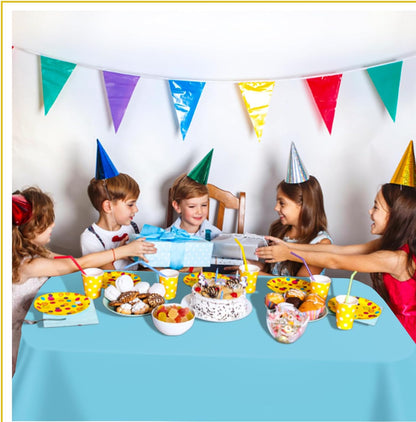 tujol Royal Blue 6 Pack Plastic Table Cloth 54" x 108", Disposable Tablecloths Rectangle Table Cover, Plastic Tablecloths for Parties