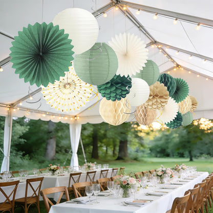 Tissue Paper Pom Poms - 23 PCS Dusty Blue Paper Flowers Pom Pom Kit Circle Dot Party Banner Hanging Swirl Party Decorations for Wedding Birthday Baby Shower Bridal Shower Tea Party