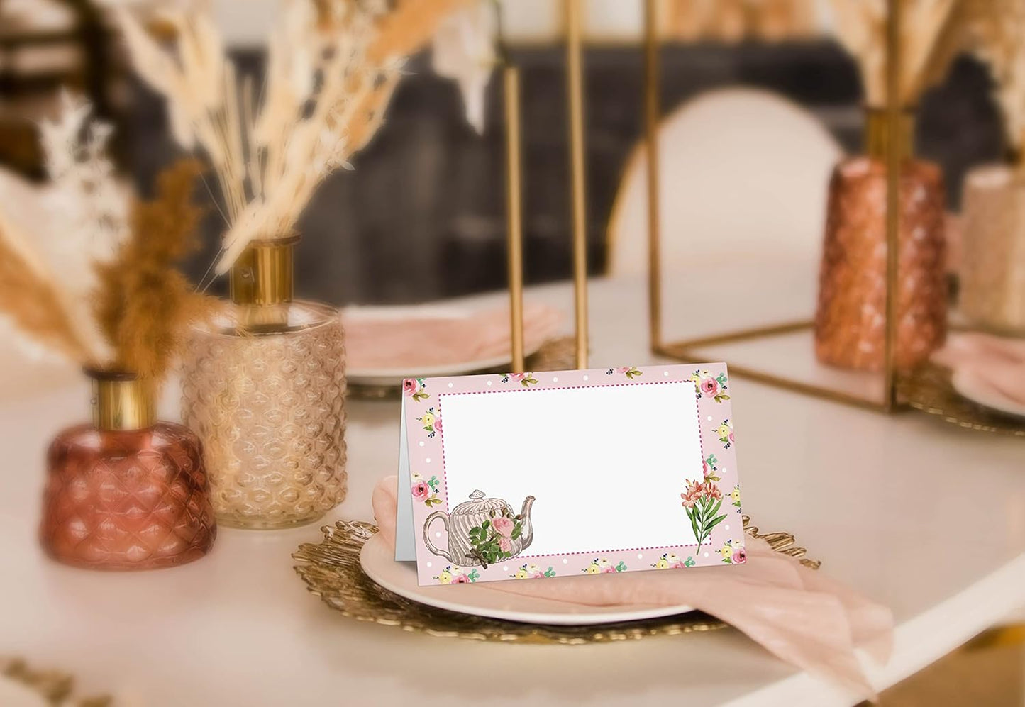 Table Place Card, Jungle Safari Animals Themed Tent Style Cards, Pack of 25 Half-Fold Reception Place Card, Gold Wild Animal Food Labels, Perfect for Baby Shower, Birthday Party C08
