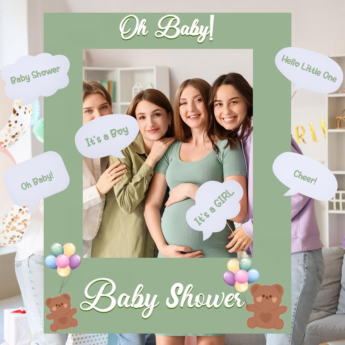 32 x 24 inch Blank Photo Booth Props DIY Happy Birthday Party Supplies Writable Picture Frame with Speech Bubble Signs Photo Booth Props for Valentine's Day Wedding Birthday Baby Shower Party Favors