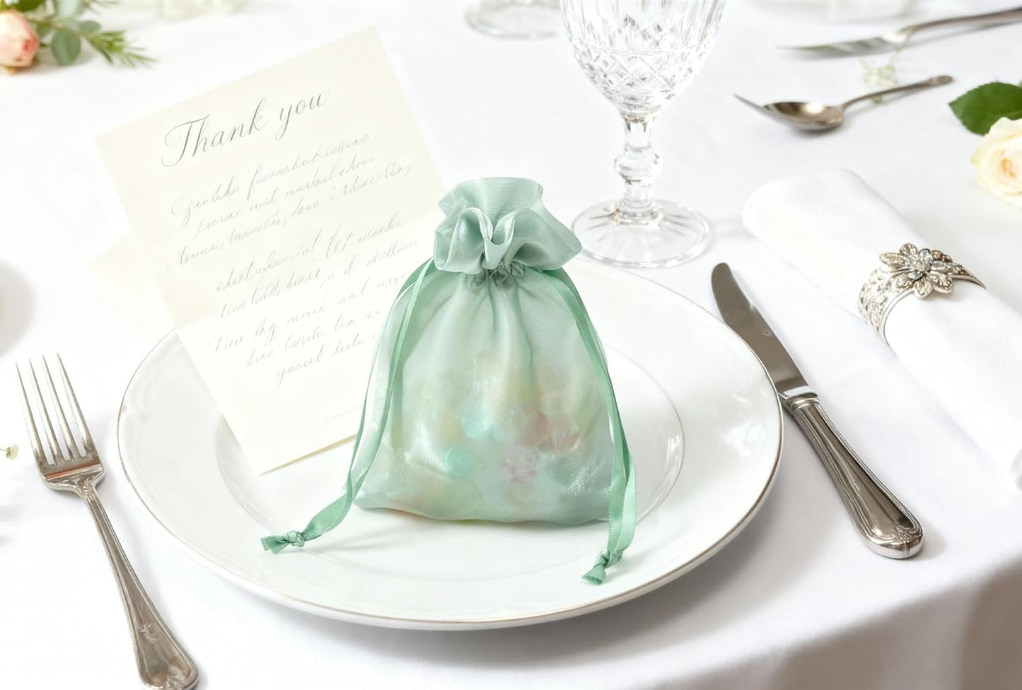 QIANF 20 Pcs Peacock Blue Small Organza Bags 3X4 inch for Wedding Favors with Drawstring, Mini Mesh Gift Bags Jewelry Pouch for Candy Bridal Shower Party Favor Baby Shower Christmas